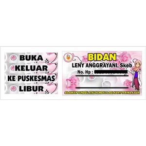 Papan Bidan Akrilik, Papan Nama Bidan Akrilik, Custom Papan Dokter, Perawat,Dll Bahan Akrilik Free Desain