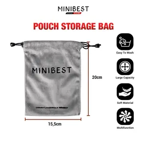 Minibest Universal Drawstring Pouch Tas Serut Powerbank Hp Dll - Pouch Bahan Bludru & Kanvas Premium