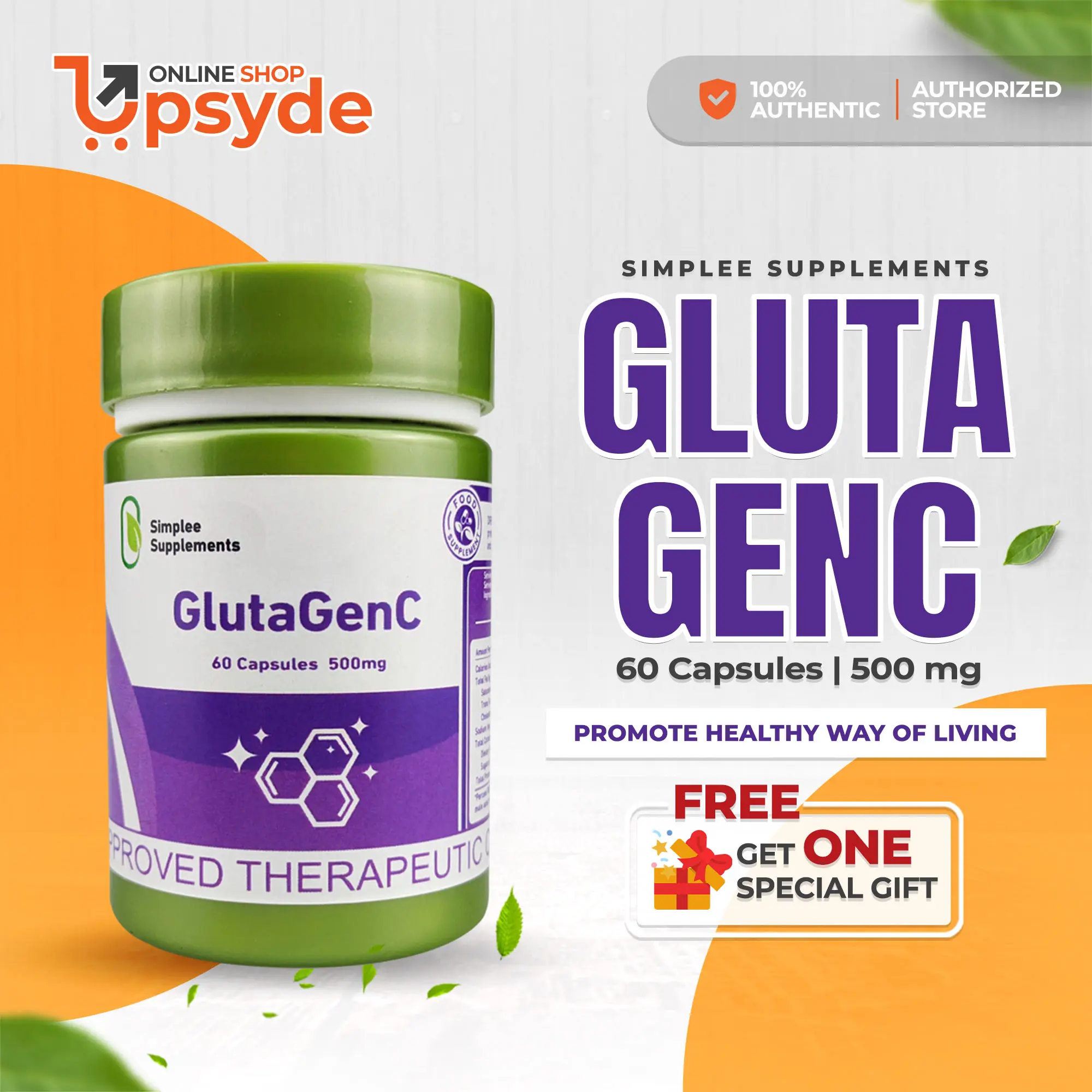 Simplee GlutaGenC Whitening Capsule Supplements FDA Approved | 500mg | 60 Capsules Combines Glutathione, Vitamin C, Simplee GlutaGenC Whitening Capsule Supplements FDA Approved | 500mg | 60 Capsules Combines Glutathione, Vitamin C,
