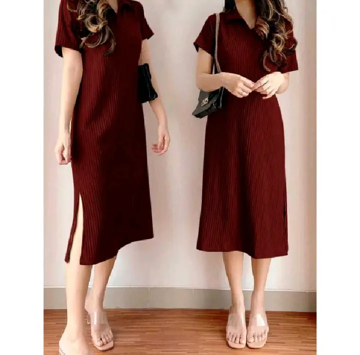 DRESS KNIT MATILDA KERAH MODEL KOREAN -DRESS WANITA REMAJA DEWASA JUMBO 4