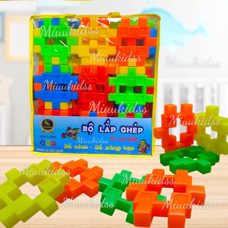 ( Miếng Ghép To Xếp Hình 55 Chi Tiết Bằng Nhựa Hàng Việt Nam Cho Bé Thoả Sức Sáng Tạo Bộ Lắp Ráp Toy Tháo Lắp Đồ Chơi