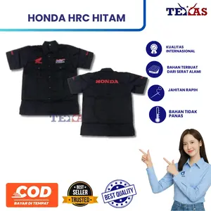 Baju Standar Honda HRC Hitam Pria | Seragam HRC  | kemeja kerja Honda HRC | Kemeja Otomotif Honda