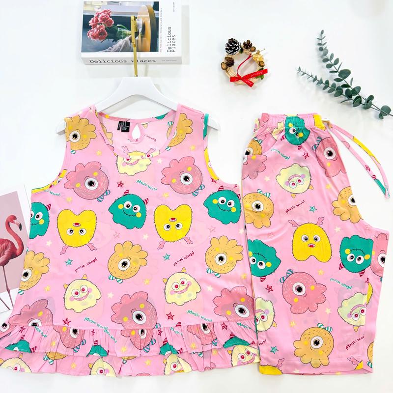  Đồ Bộ Tole Nữ Bộ Lanh Lửng Sát Nách Bèo Tầng VNXK F21 45-75kg chất tole 2 da mịn mát cao cấp - có BigSize 