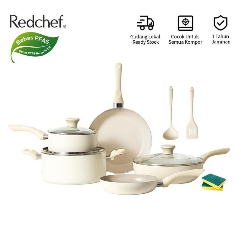 CODRedchef 12 Món Bộ Nồi Chảo Chống Dính Phủ Đá Gốm Không chứa PFAS PFOA & PTFE…