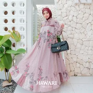 HAWARI - Gamis Ruhaima Motif Series Gamis Daily Muslim Wanita Ceruty Elegan Mewah Digital Printing