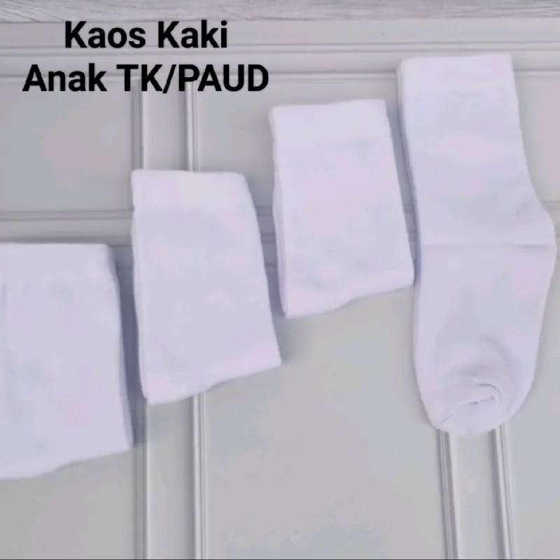 6 Pasang Kaos Kaki Anak TK Paud Putih Polos Fashion Sekolah 3-6 Tahun 1