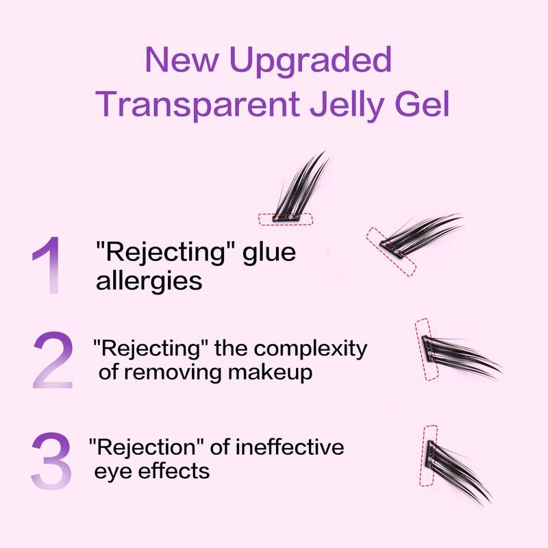 Product Introduction of [No Need Glue]Find Love Fox Eye NO.2 Pre-Bond Technology  No Glue Needed  DIY Eyelash  1-Step Press On Lashes Self Adhesive Reusable Natural Segmented  Long Lasting DIY Lash gluefree lashes Self-Adhesive C Curl Lashes 37