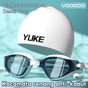 YooWoo Kacamata Renang Anti Fog UV Topi Renang Dewasa Kaca Mata Renang Anak Laki Kacamata Renang Anti Fog Mirror HD