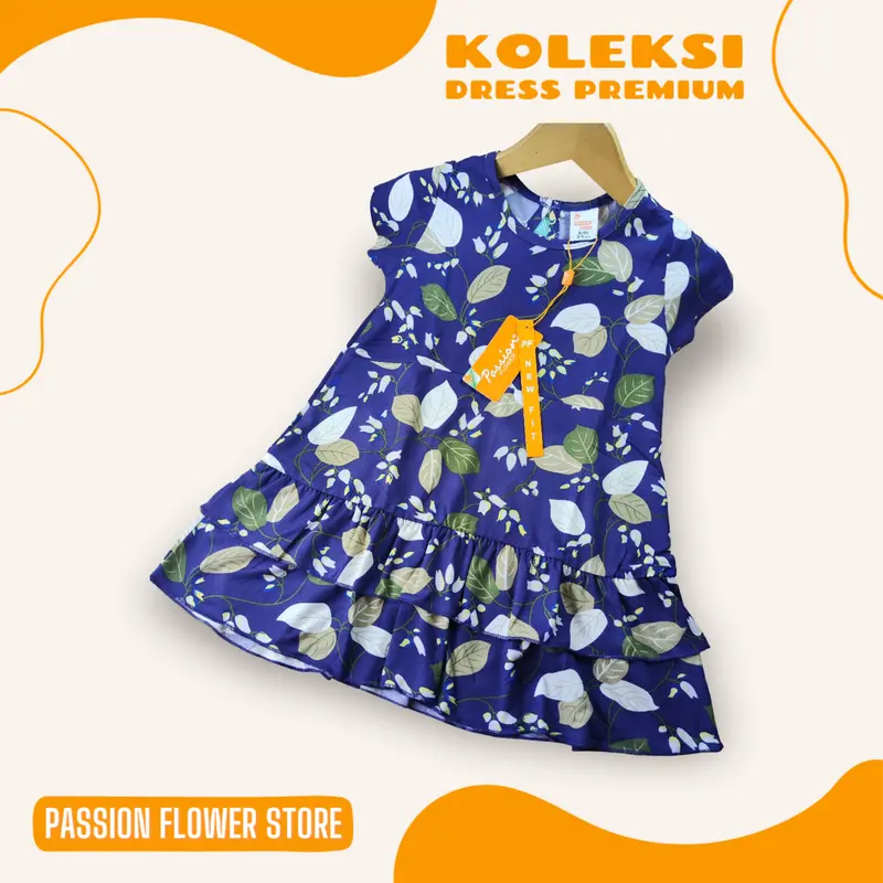 DRESS ANAK PEREMPUAN PREMIUM LENGAN PENDEK BY PASSION FLOWER  Anak-Anak USIA 1-8 TAHUN Katun 4