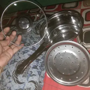 Steamer Panci kukus mini tutup kaca 16cm stainless Kitchenware