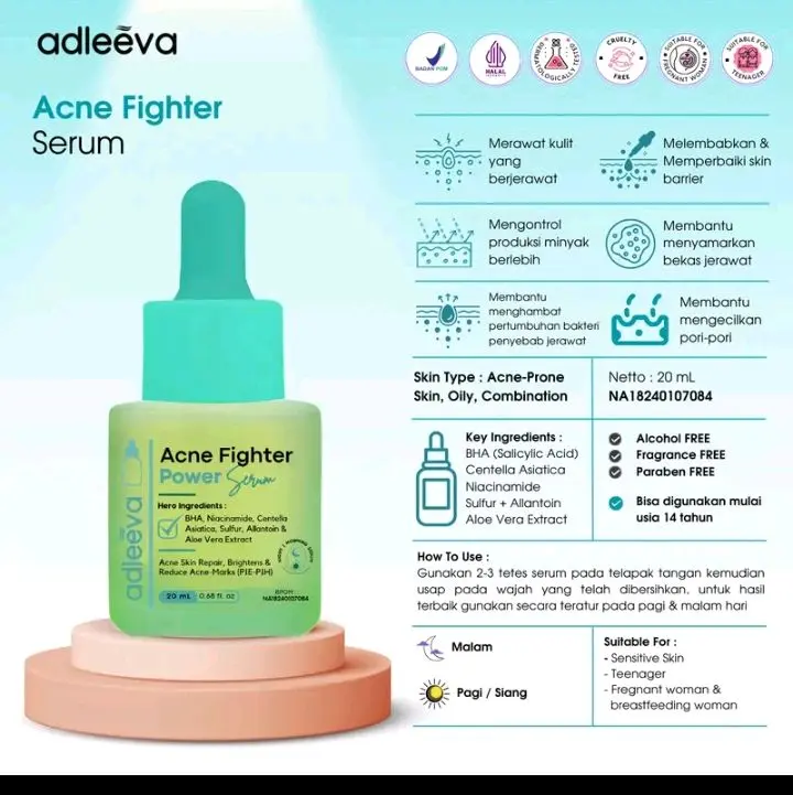 [ADLEEVA Minva] - (Paket  Pemula ISI 4) WHITENING Glow Booster / ACNE Bright Series Basic - Mencerahkan bantu samarkan flek hitam, Paket perawatan kulit berjerawat dan bekas jerawat secara maksimal BPOM HALAL 3