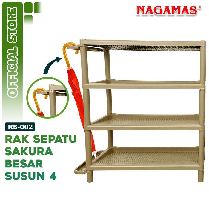Gambar NAGAMAS Rak Sepatu Premium Sakura Besar 4 Susun / Rak Sepatu 4 Susun / Rak Serbaguna Plastik dari Nagamas Official Store Kota Tangerang Tokopedia