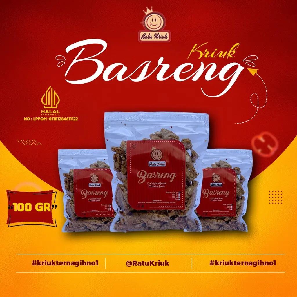 (TERMURAH) BASRENG DAUN JERUK 100GRAM BY RAJA SNACK Goreng Food