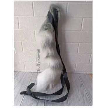 ekor furry anggora loreng neko tail blaster faux fur fluffy halloween party fashion cosplay animal stuff aksesoris hiasan dekorasi costume accessories kawaii cute cat shippo 6