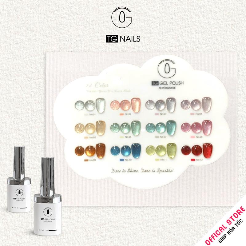 Set sơn mắt mèo kim cương ánh trắng 12 màu TG