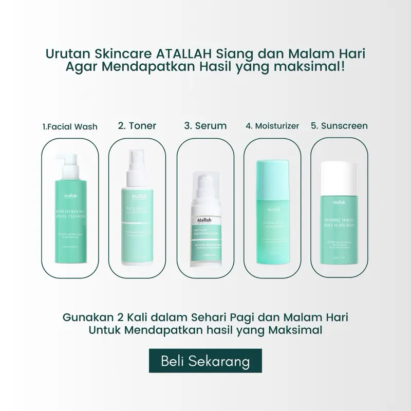 [FLASH SALE] ATALLAH 5Pcs Paket Glow Up Basic Skincare Brightening set | Pencerah Wajah | Menghilangkan Flek Hitam | Spf 50 PA +++ 7