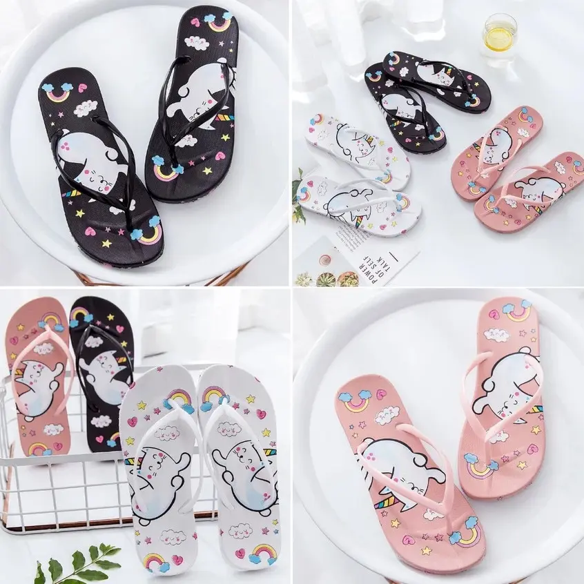 Sandal Jepit Wanita MOTIF AWAN Sendal Japit Dewasa Kucing Pelangi