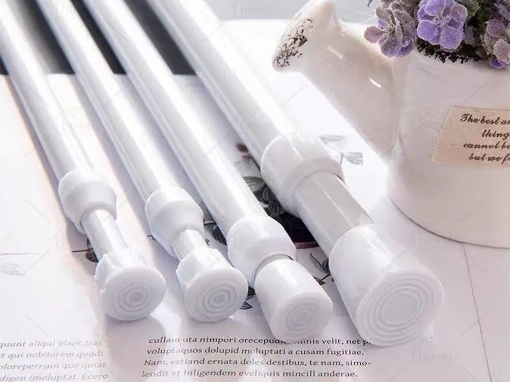 Tiang Flexibel Tongkat Gantungan Gordern Tirai Kamar Mandi Lemari Tanpa Paku Portable Besi Shower