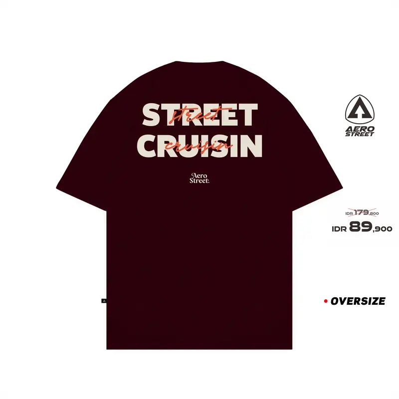 Aerostreet T Shirt Oversize Street Cruisin Maroon Kaos FbDAA 0