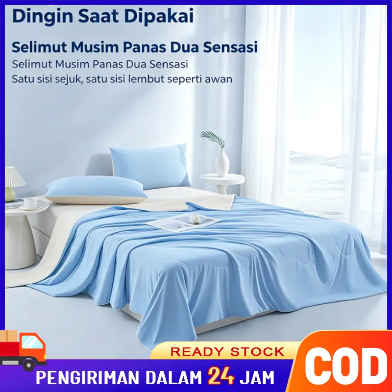 [SELIMUT DINGIN VIRAL] Smooth Cooling Blanket Selimut 2-in-1 Dingin Hangat AirySilk | Anti-Bakteri | Premium Reversible Dua Sisi Lembut Single Double Size | Selimut Dingin 100GSM