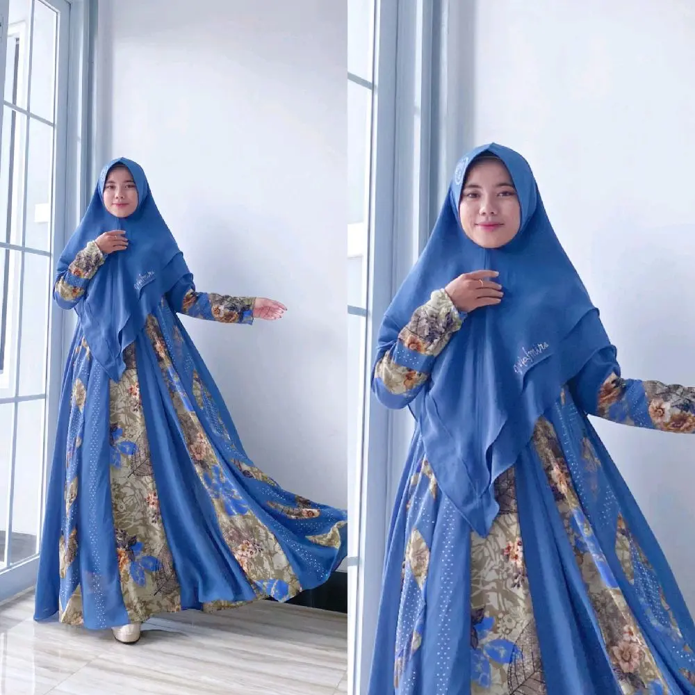 Malmira ~ Gamis syari set hijab burgundy ceruty babydoll terbaru seragaman muslimah Mewah