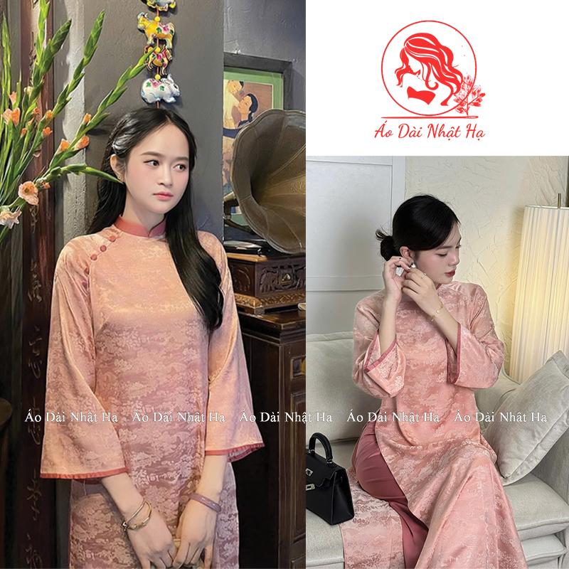  Áo Dài Cách Tân Lụa Gấm Hoa Viên Dáng Suông Đính Cúc Nổi Bật Nhẹ Nhàng Duyên Dáng - Áo Dài Nhật Hạ 