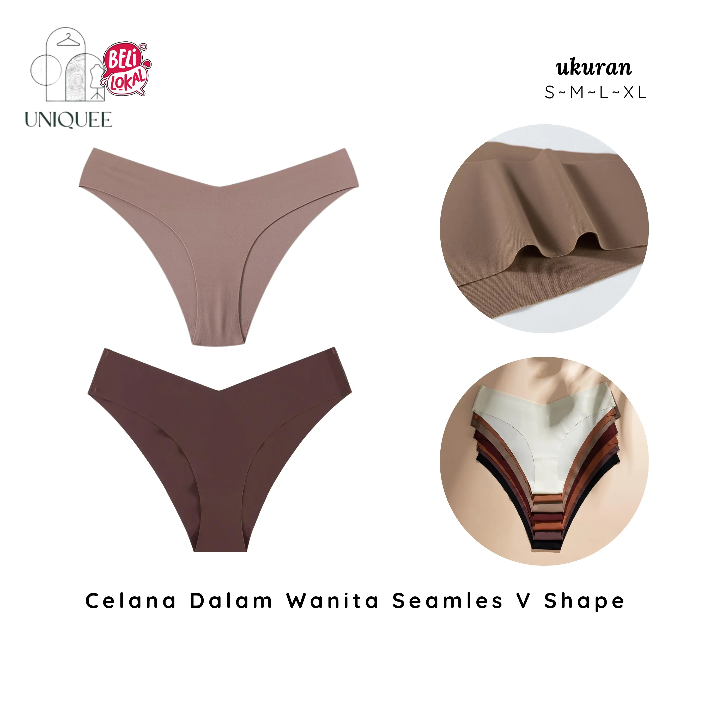 Uniqueestore CD1945 Bikini Wireles Tipis CD cewe Tanpa Jahitan Celana Dalam Wanita Seamles V Shape Underwear Pendek Waist Segitiga High Katun Cewek