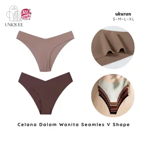 Uniqueestore CD1945 Bikini Wireles Tipis CD cewe Tanpa Jahitan Celana Dalam Wanita Seamles V Shape Underwear Pendek Waist Segitiga High Katun Cewek