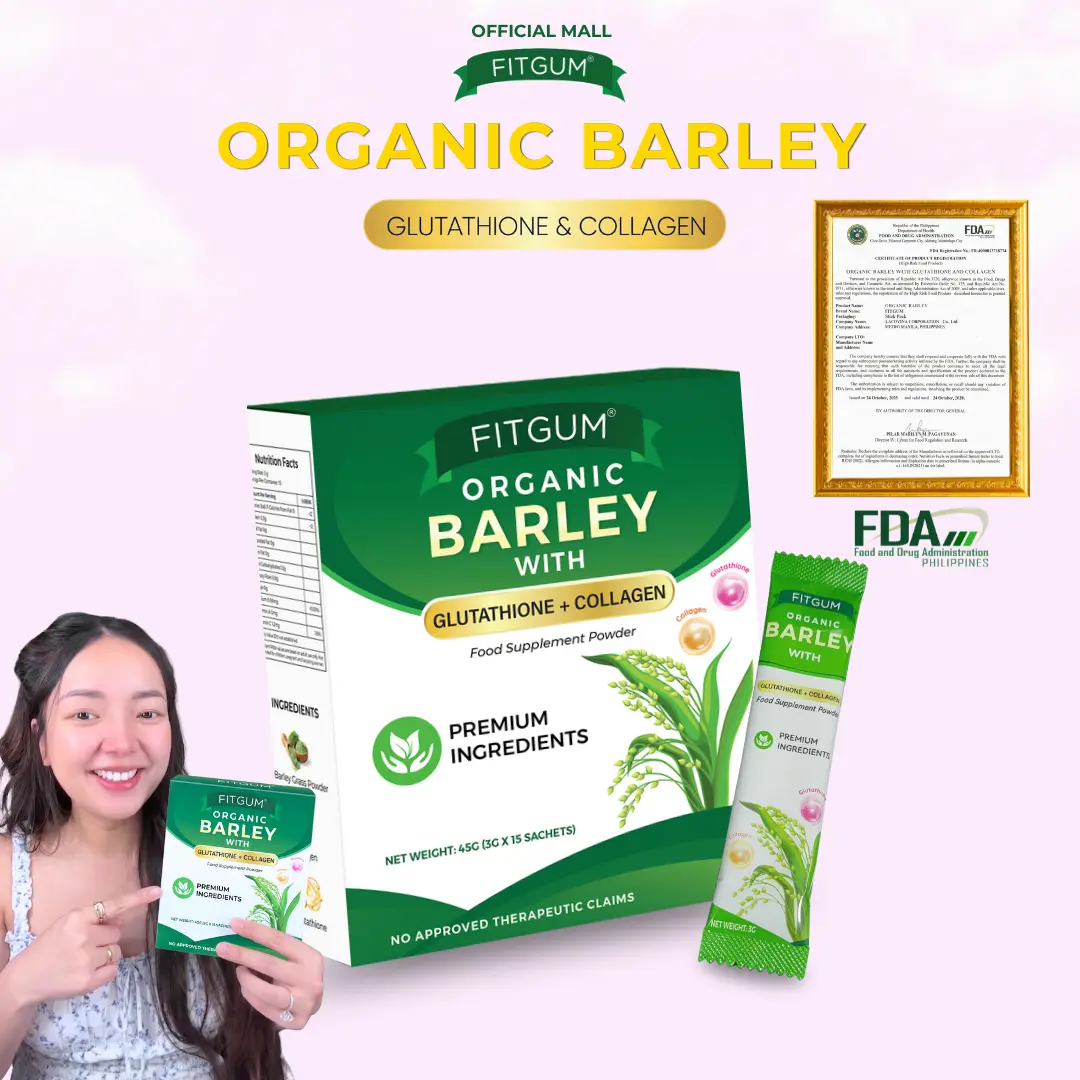 FDA APPROVED] FITGUM Organic Barley - Pure Organic Barley Grass Powder  Drink Rich in Fiber, Beta-glucan, Antioxidants, with Glutathione and  Collagen for Beauty & Body Support | Healthcare & Dietary Supplement -