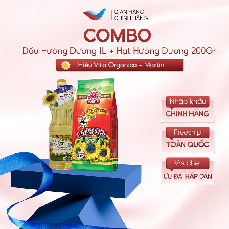 Combo dầu ăn hướng dương 1L và hạt hướng dương 200g