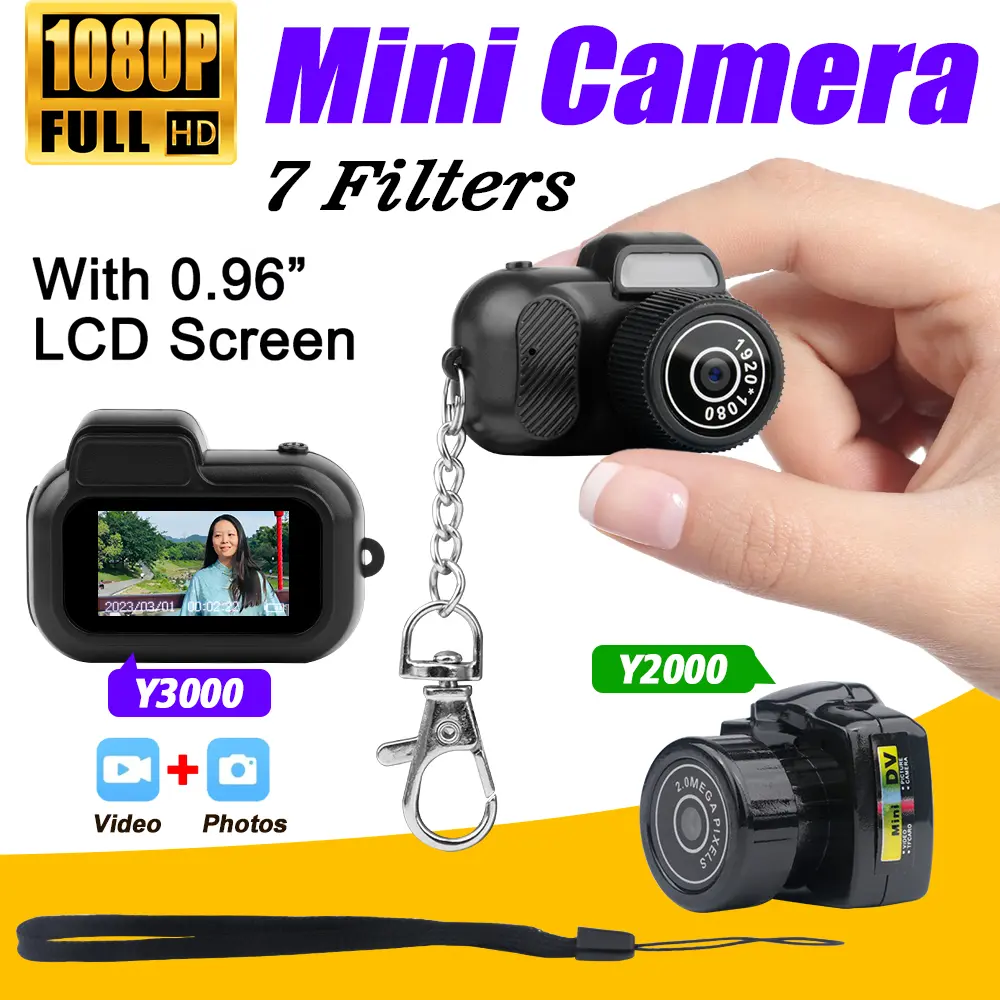Y3000 HD 1080p Mini Camera With Screen Indoor Home Outdoor Portable Vintage Very Small Camcorder Video Recorder Support TF Card