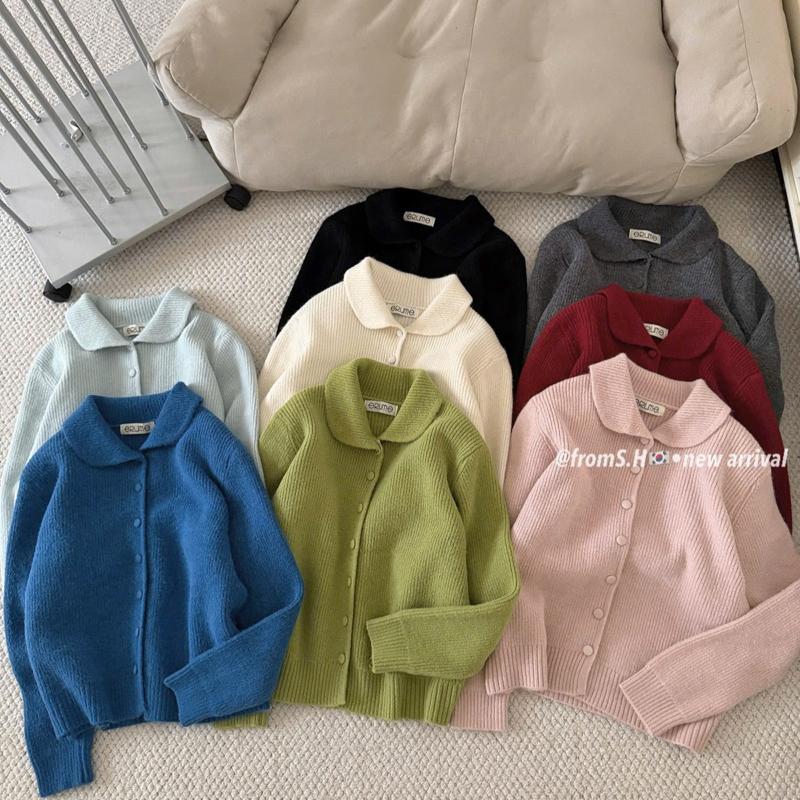 [Hàng QC]Áo Cadiagn Len Tăm Gân Dày Dặn Cúc Bọc Cổ Sen”ERUME” style Ulzzang-Dành Cho Nữ