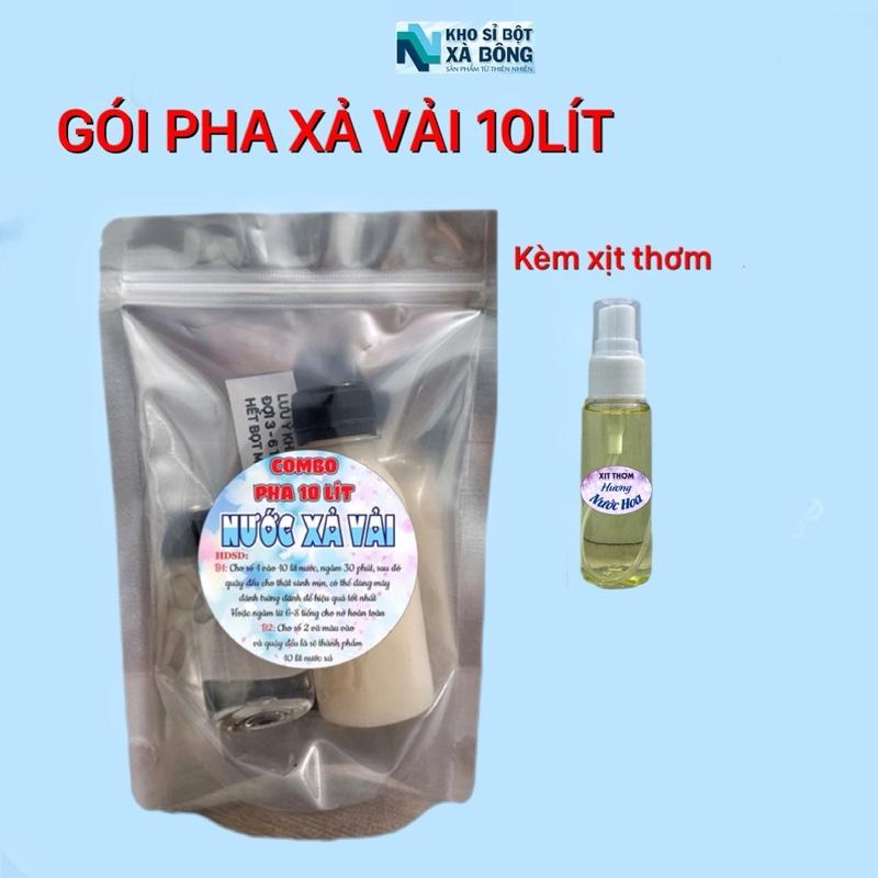 GÓI PHA 10LÍT NƯỚC XẢ VẢI, GIÚP LƯU HƯƠNG ÁO, QUẦN, KÈM CHAI XỊT THƠM HƯƠNG HOA PHÁP.  Kem Làm Sạch