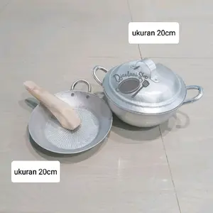 Djaelani Paket Panci Katel 20cm Cobek Kuping 19cm Alumunium Tebal 2mm Asli Garut Kitchenware Multifungsi