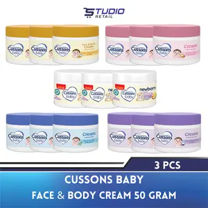 [ 3 Pcs 50g ] Cussons Baby Face & Body Cream 50gr Krim Bayi Soft Smooth Nourish Care Mild Gentle Fresh Nourish