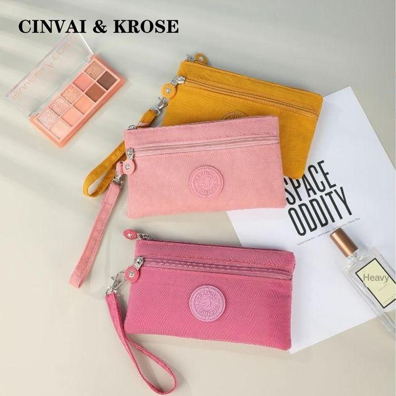 Ví Nữ, Kiểu Ví Cầm Tay Túi Đựng Điện Thoại Di Động Thiết Kế Đơn Giản, Có Khóa Kéo, ví đựng tiền Xu Làm Bằng Vải Nylon, Không Thấm Nước, Bền, Tiện Lợi Để Vệ Sinh Lady Hình Chữ Nhật Clutch