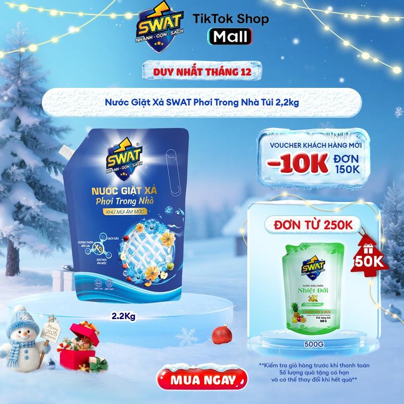 Nước Giặt Xả SWAT Phơi Trong Nhà Túi 2,2kg