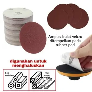 Kinesse Amplas Bulat Tempel 4in Velcro Grit 100 untuk Menghaluskan Bahan Besi Kayu Stainless & Papan Triplek