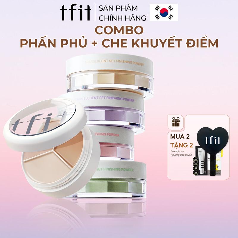 Combo che phủ Tfit Kem che khuyết điểm 3 trong 1 15g và Phấn phủ kiềm dầu cho da ráo mịn 7g