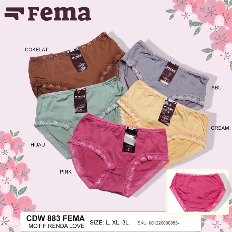 Kesyamartgrosir - 12Pcs CD Fema 883 886 Celana Dalam Wanita Katun Renda Nyaman Spandex Pita Dewasa 8