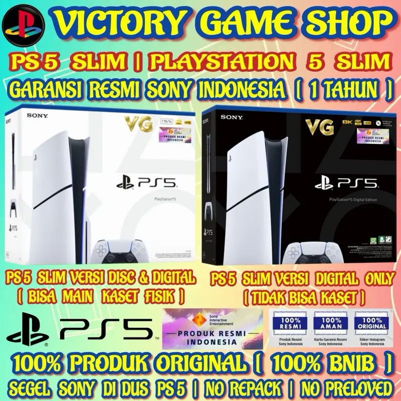 SONY PS5 SLIM 100% BNIB | GARANSI 1 TAHUN | GARANSI RESMI SONY INDONESIA | SONY PS 5 SLIM | SONY PLAYSTATION 5 SLIM | CONSOLE PS5 SLIM