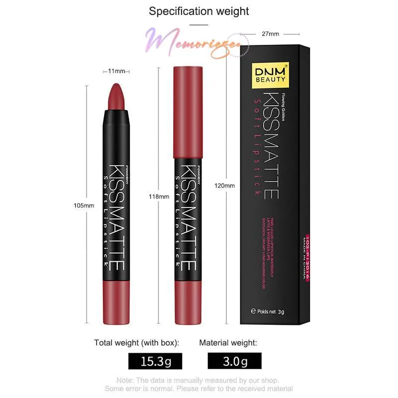 【COD&Ready】✨ DNM Lipstik Pensil 6 Warna Matte Long Lasting Soft Smooth Lipstick Crayon Putar Murah-M 3