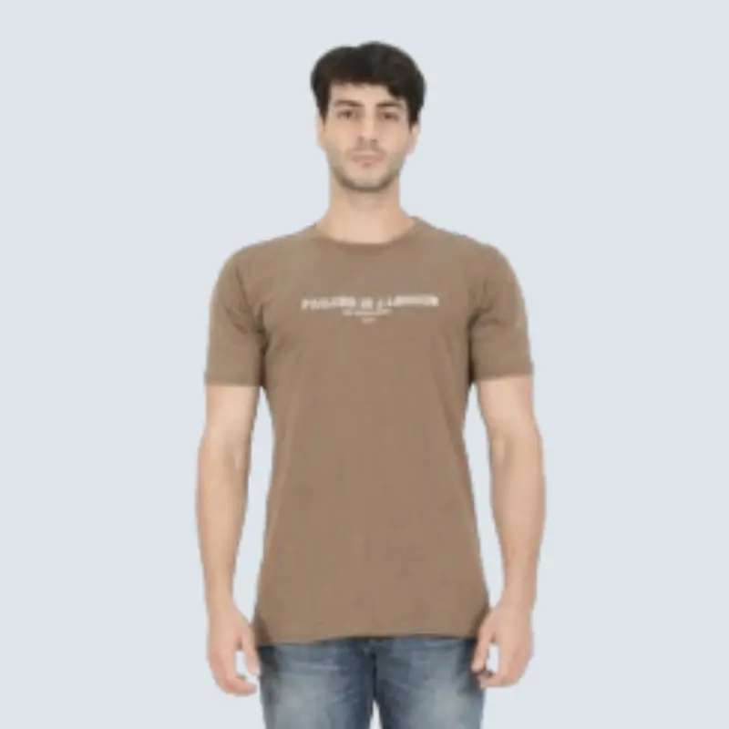 LGS - Signature Wash - Kaos Casual Pria - Sablon T-Shirt - Katun - Warna Coklat - Slim Fit - Multi 2