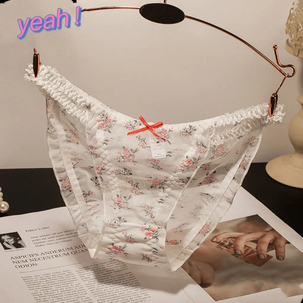 Pastoral style Japanese lace panties for women, sexy internet celebrity hot style, pure and sweet floral low waist girl briefs Lingerie Womenswear Comfort Innerwear