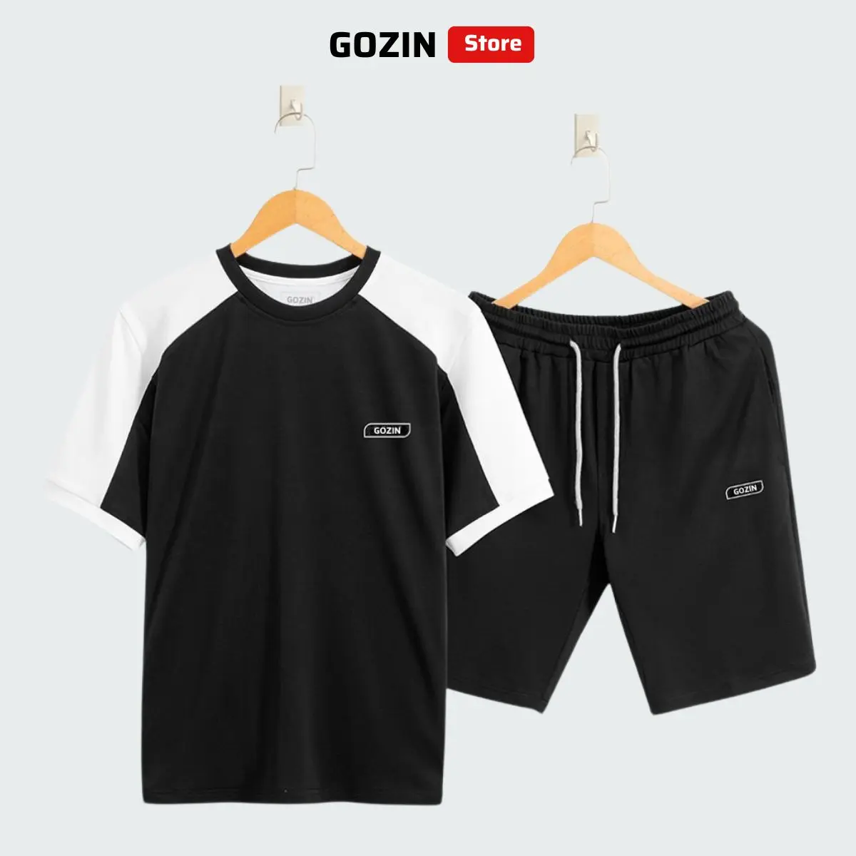 Bộ Thể thao  Nam Gozin Store Cổ Tròn Tay Ngắn, Bộ Đồ Nam Mùa Hè Thiết Kế Phối Màu Thời Trang -JA10