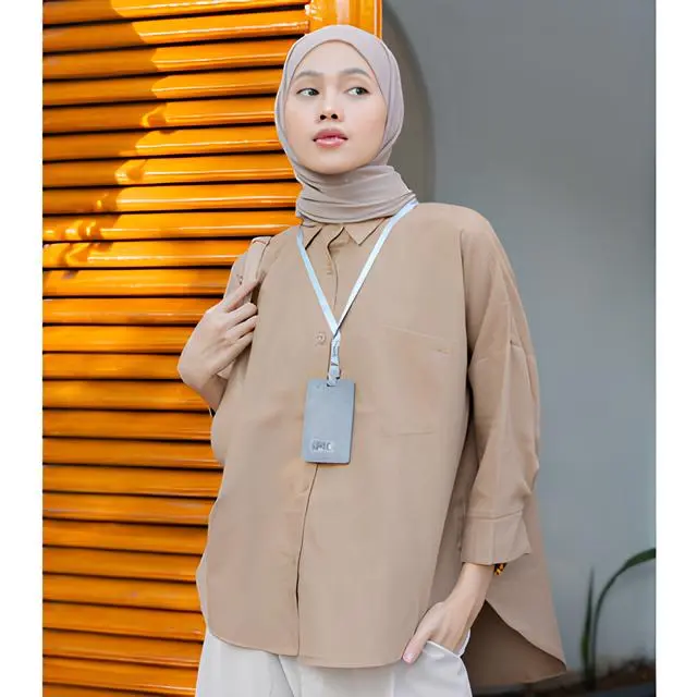 KEMEJA POLOS KATUN OVERSIZE SHIRT RAISA B089 Fit Kantor Panjang Tangan