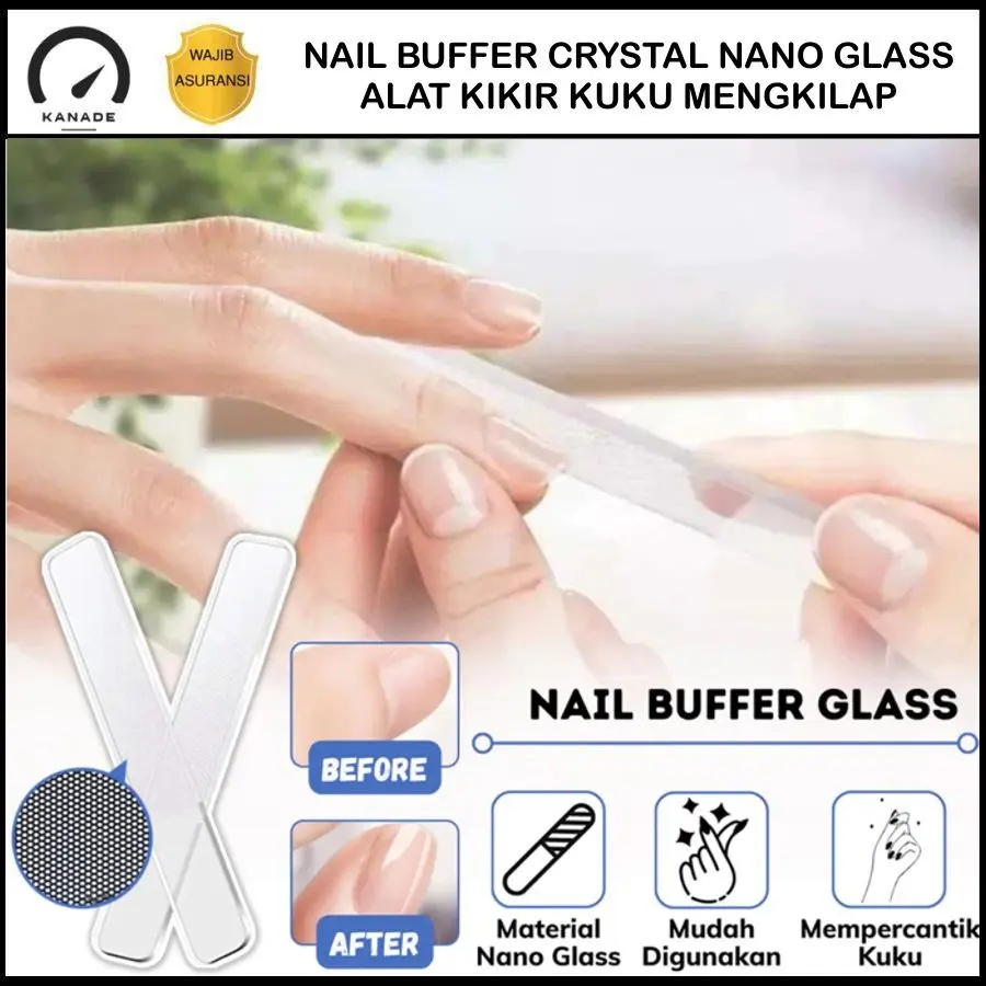 Alat Kikir Kuku Nano Glass Nail Buffer Asahan Kaca Pengkilap Kuku Nail Polisher Crystal Amplas Alat Pengkikir Manicure Pedicure Perawatan Kuku Kaki Tangan penghalus