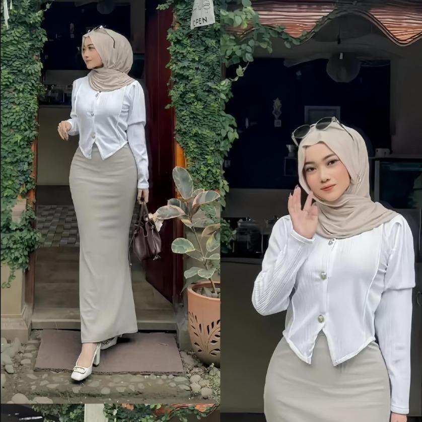 Lunar Mermaid Skirt Scuba Premium Rok Mermaid Basic Polos Maxi Siluet Ramping Feminin Nyaman untuk Daily Wear Kerja Kuliah atau Acara Semi-Formal Bahan Tebal Adem dan Tidak Menerawang - Fit