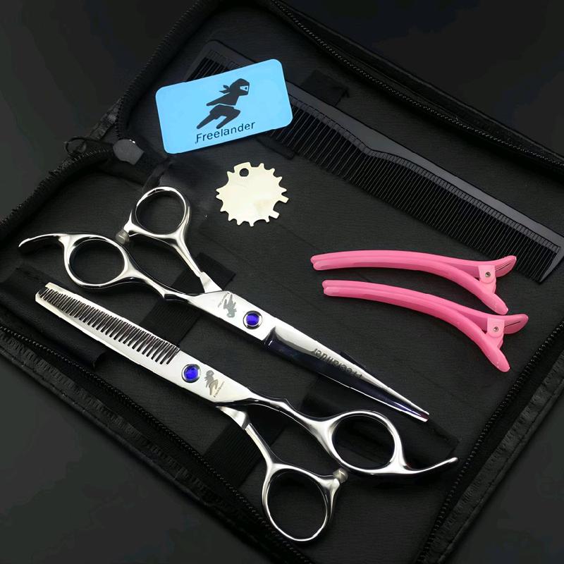 Kéo cắt tóc FREELANDER - Dành cho học viên và cắt tóc gia đình - Bộ dụng cụ gồm bao da lược 2 kẹp dầu kéo khăn lau kéo chỉnh kéo