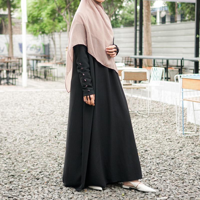 Zulfa Abaya Gamis Simple Wanita Syari Dress Basic Bahan Crinkle Airflow – Bahan Premium untuk Busui dan Wudhu Friendly dengan Model Cuttingan A-Line 2